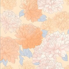 Seamless Pattern of Delicate Pastel Peonies