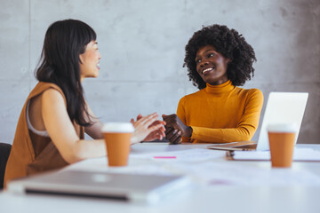 Two Women Having a Friendly Business Meeting