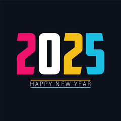 Happy new year 2025 banner black and golden vector luxury text 2025 happy new year.