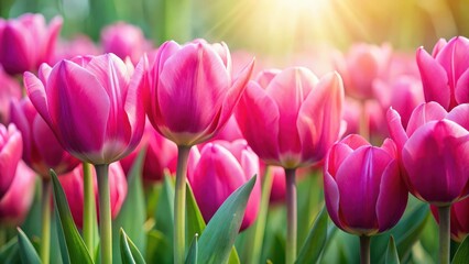 Fototapeta premium Vibrant spring pink tulips in full bloom, a symbol of freshness and renewal