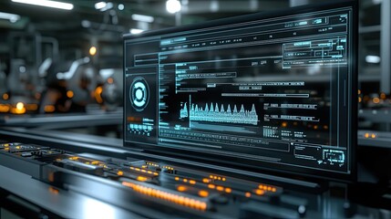 Fototapeta premium Futuristic Control Panel with Data Displays and Indicators