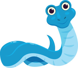 Happy blue snake cartoon character slithering with a big smile