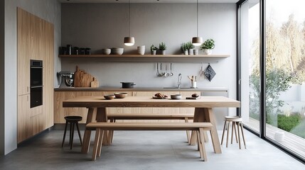 Scandinavian kitchen design with natural materials and a functional layout