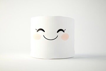 White Cylinder with Smiling Face and Pink Cheeks