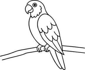 Creative Parrot on a Branch Vector Design for Kids Coloring Book Joyful Learning
