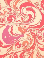 Abstract marbled pattern with pink, coral, and cream swirls.