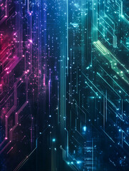 Futuristic Network Connections Abstract Background with Dark Blues and Neon Greens | Digital Connectivity Concept 