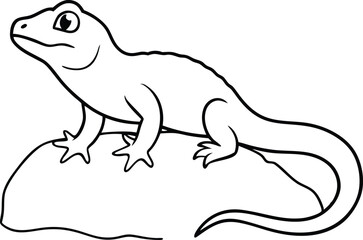 Lizard on a Rock Playful Vector Illustrations for Kids Coloring Fun
