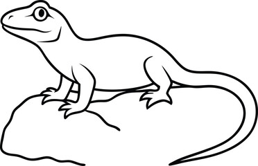 Kids Coloring Adventure Lizard on a Rock Vector Art Edition
