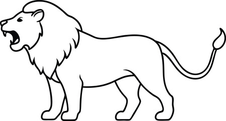 Lion Roaring in the Savanna Vector Illustration for Kids Coloring Book Adventure
