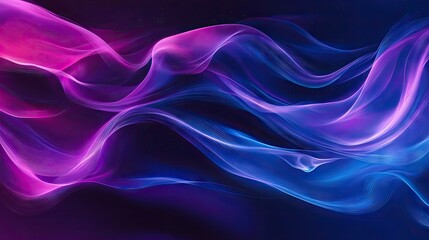 Obraz premium A fluid, abstract background with flowing lines in shades of purple and blue, creating a sense of motion.