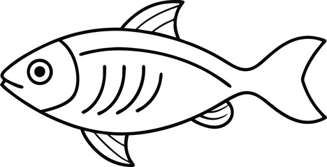 Fish Swimming Playfully in Water Coloring Fun for Kids Vector Art
