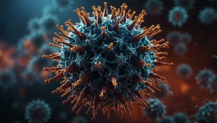 Closeup of a coronavirus particle.