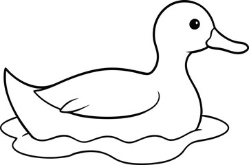 Cute duck floating on the pond vector for children to color and enjoy
