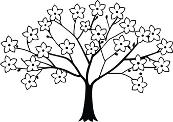 Obraz premium Cherry Blossom Tree Fun Coloring Vector for Kids 