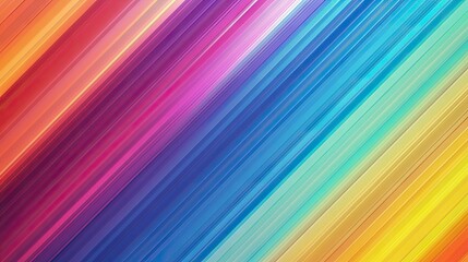 A vibrant, abstract background featuring diagonal stripes in a rainbow of colors, with a slight gradient.