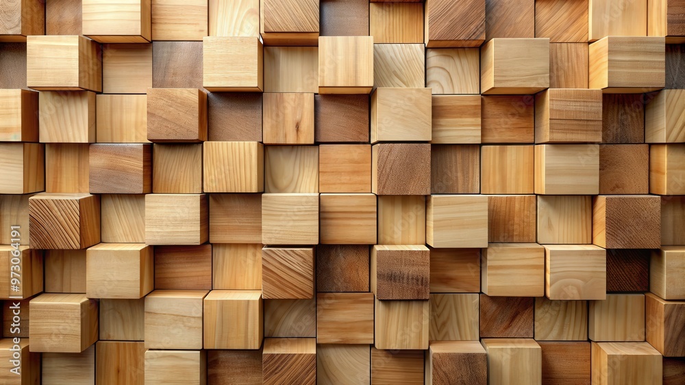 Aufkleber background of wooden cubes in abstract pattern
