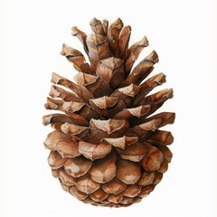 Fototapeta premium Pinecone illustration watercolor drawing isolated on white background.