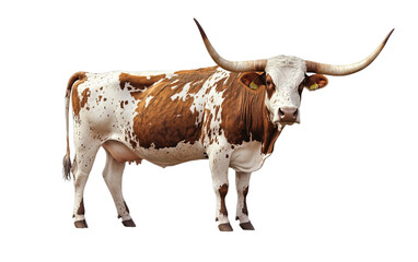 Texas Longhorn cow  on transparent background, png	