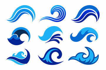 blue waves icon vector, pattern with waves