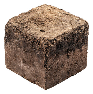 PNG Earthy brown cube found during garden excavation