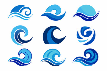 blue waves icon vector, pattern with waves