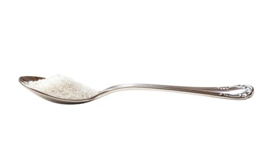 Teaspoon with granulated sugar  on transparent background, png	