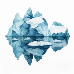 Glacier illustration watercolor drawing isolated on white background.