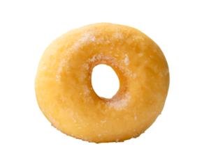 Top view of single brown sugar glazed cinnamon donut isolated with clipping path in png file format