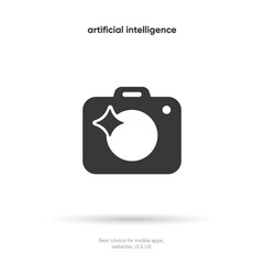 Generate AI button symbol. Artificial intelligence sign button. Machine learning generator and generate text and image press button prompt. Magic stars symbol. Chat brain assistant