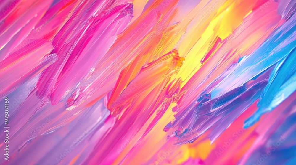 Poster abstract background with random brush strokes in vibrant colors, creating a sense of motion.
