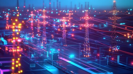 A futuristic smart grid system for efficient energy management.