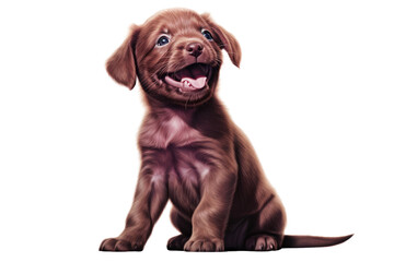 Cheerful Bordeaux puppy isolated on white background.