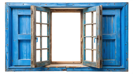 Obraz premium Old vintage blue wooden window open 