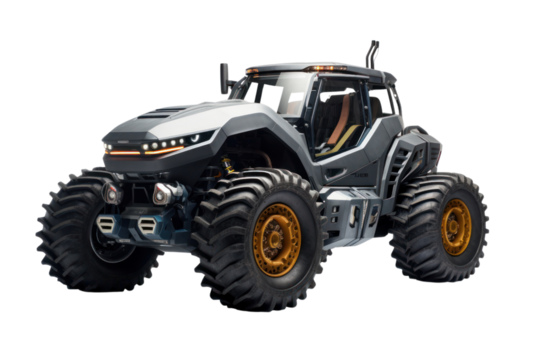 High tech agricultural tractor isolated on white background.