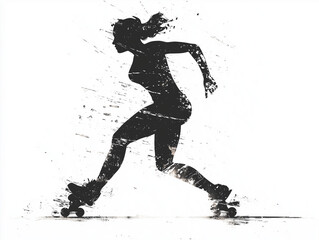 sports roller derby silhouette distressed retro. Created using Generative AI Technology
