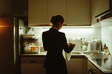 the hotel manager is inspecting the cleaner's work quality by checking into all the  details of the rental airbnb service apartment 
