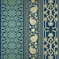 wedding card design, traditional paisley floral pattern , royal India	