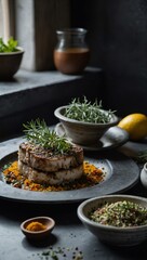 Image inspiring flavor layering in dishes with herbs and seasoning
