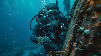 Experienced Scuba Diver Checking Diving Gear Before Underwater