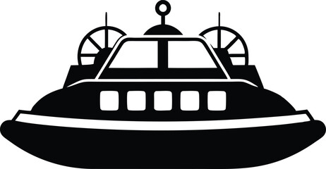 Hovercraft silhouette Vector Icon and Illustration Isolated on white background.