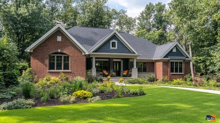 A newly constructed house in a suburban neighborhood.