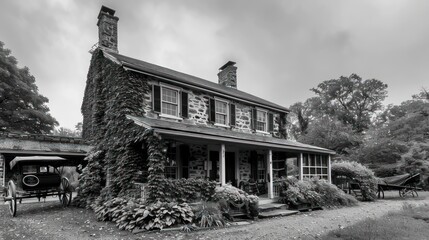 Obraz premium Historic Stone House with Carriage