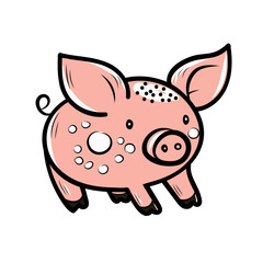 Funny pig, world pig day, oink, vector, isolated, flat. for design packaging, stationery.