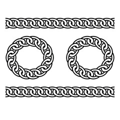 Chain icons, vector. Metal chain part vector. Black long and circle chain. Set of chain vector icons on white background. Vector illustration. eps 10