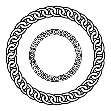 Chain icons. Set of chain vector signs or symbols. Black circle chain isolated on white background. Chain icon with flat style. Modern flat icon isolated on white. Vector illustration. eps 10