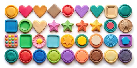 Clay putty plasticine handmade dimensional shapes and badges template bundle for crafts and DIY projects