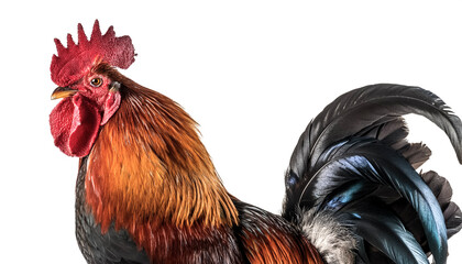 Adult rooster isolated on white background