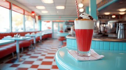 A retro-style diner serves up classic American comfort food, from juicy burgers and crispy fries to thick milkshakes, in a fun, nostalgic atmosphere.