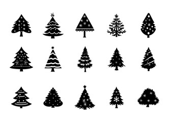 Christmas tree icon collection - vector illustration